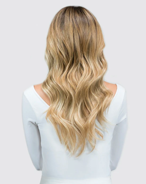 Machine Tied Weft - Rooted R7 | Dark Blonde Rooted with #3, Level 5/6 Neutral