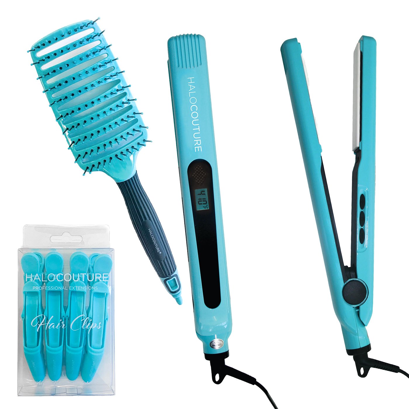 Free Gift Brush, Clips, & Falt Iron